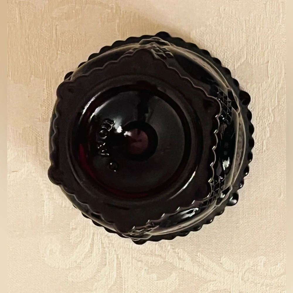 ELEGANT AVON 1876 CAPE COD COLLECTION RUBY RED FOOTED GLASS BOWL